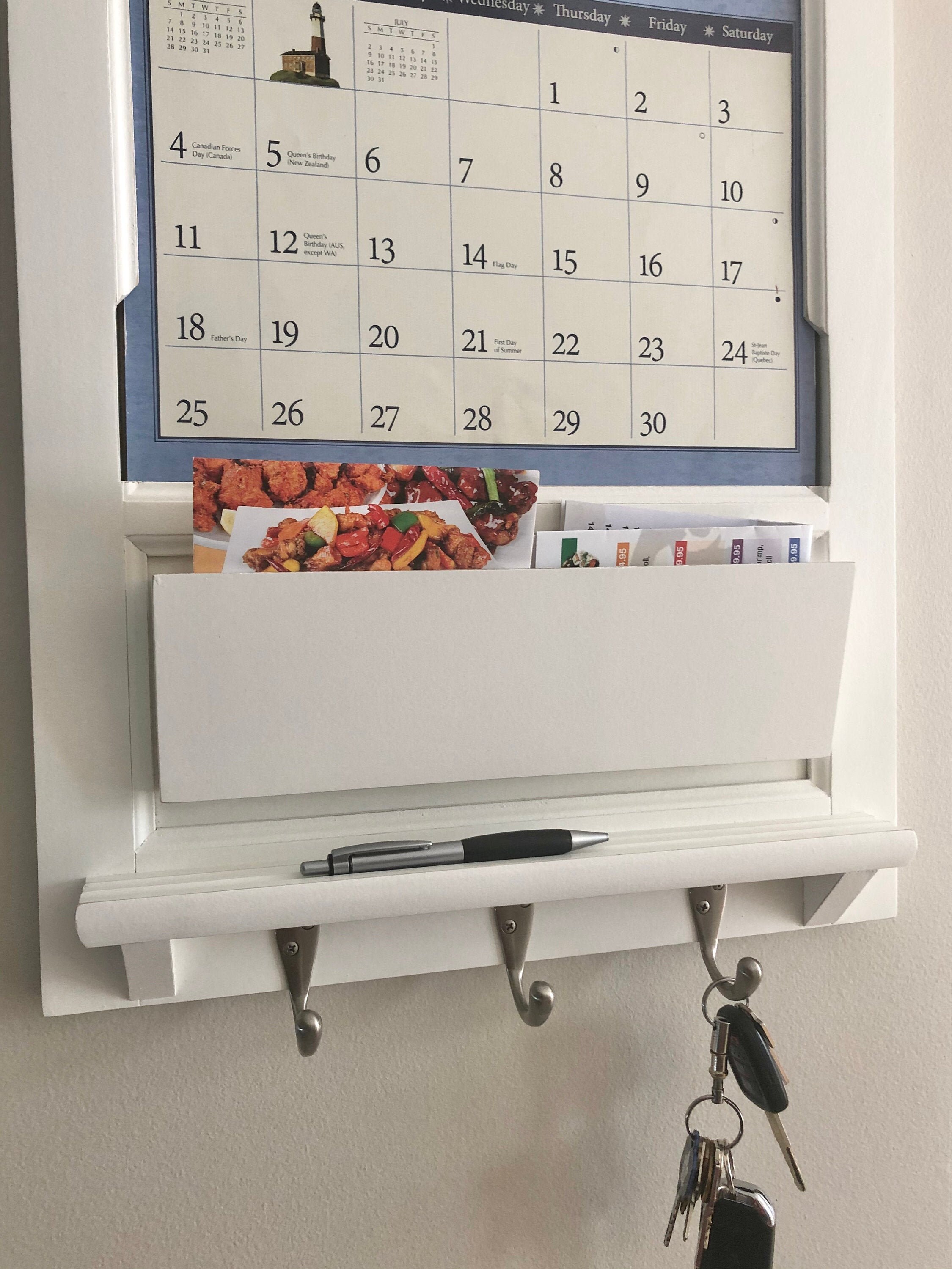 LANG Calendar Frame Family Organizer storage shelf and keyhook Etsy