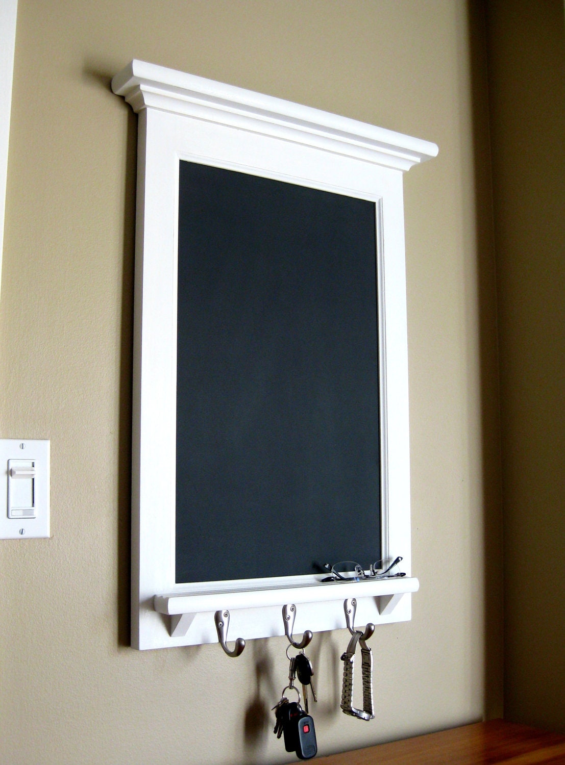 Chalkboard Organizer With Shelf Wood Framed Furniture Key - Etsy