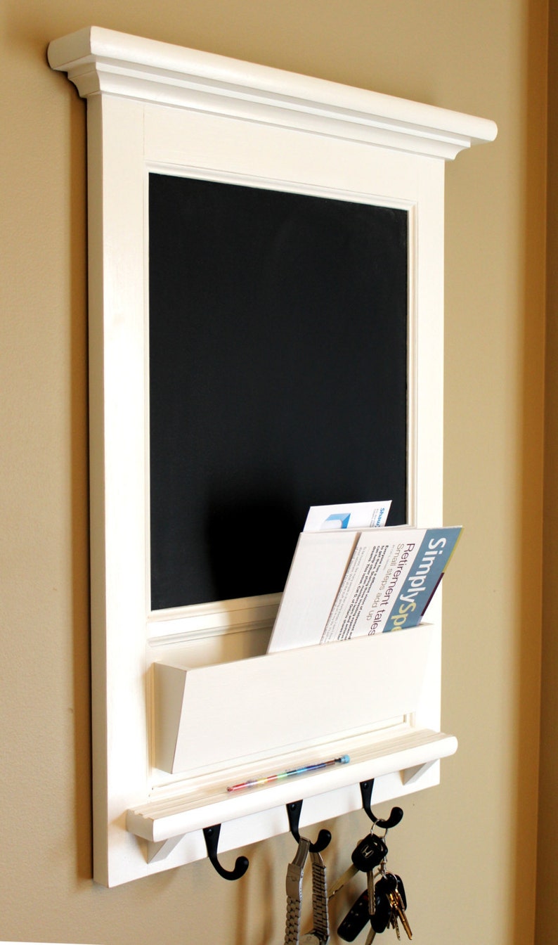 Wall Mail Organizer Furniture Wood Framed Cork Bulletin Board image 1