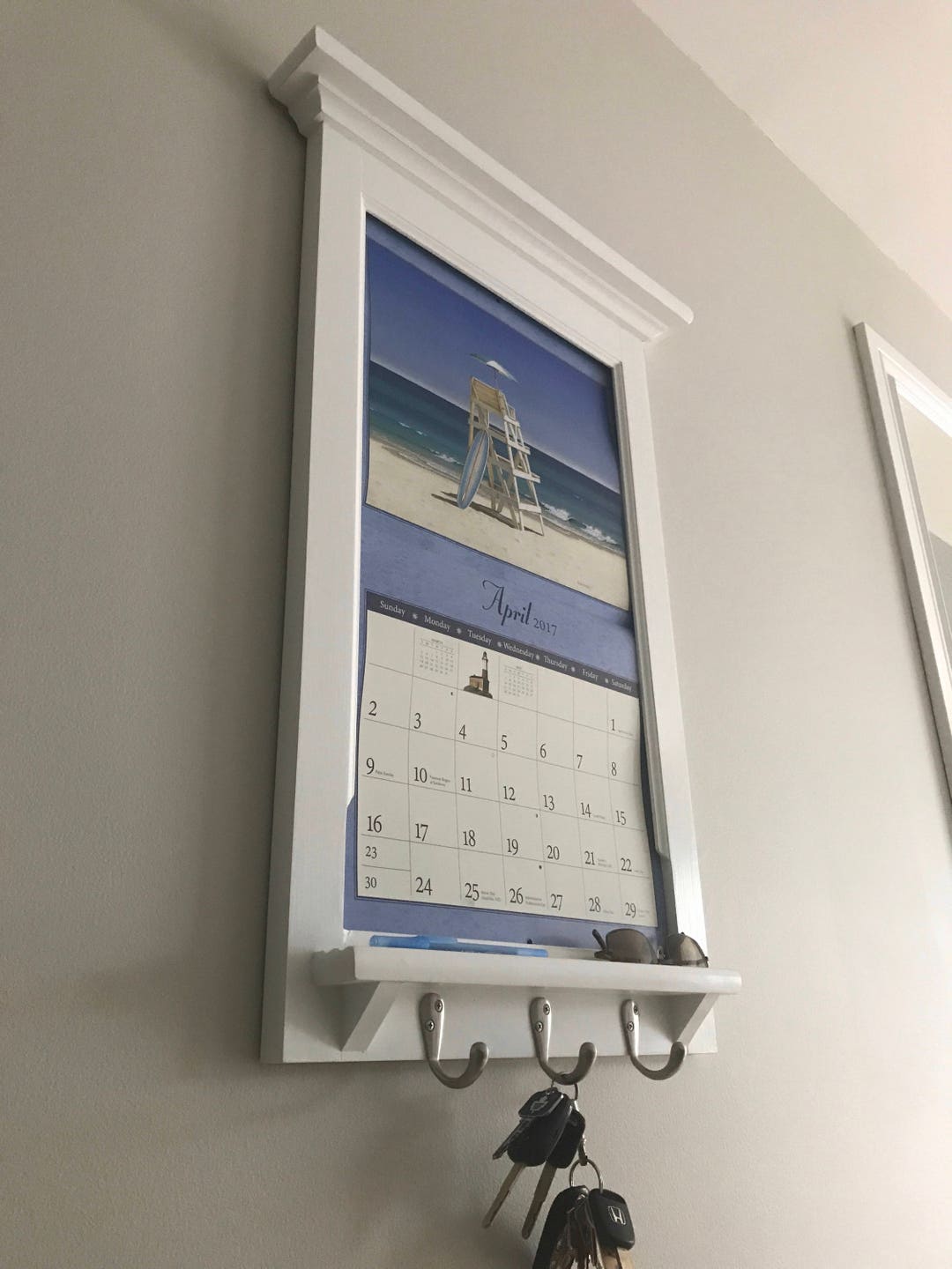 LANG Calendar Frame Family Organizer Command Center Storage Shelf and  Keyhook Front Loading Slide Calendar Frame for Calendar Home Decor