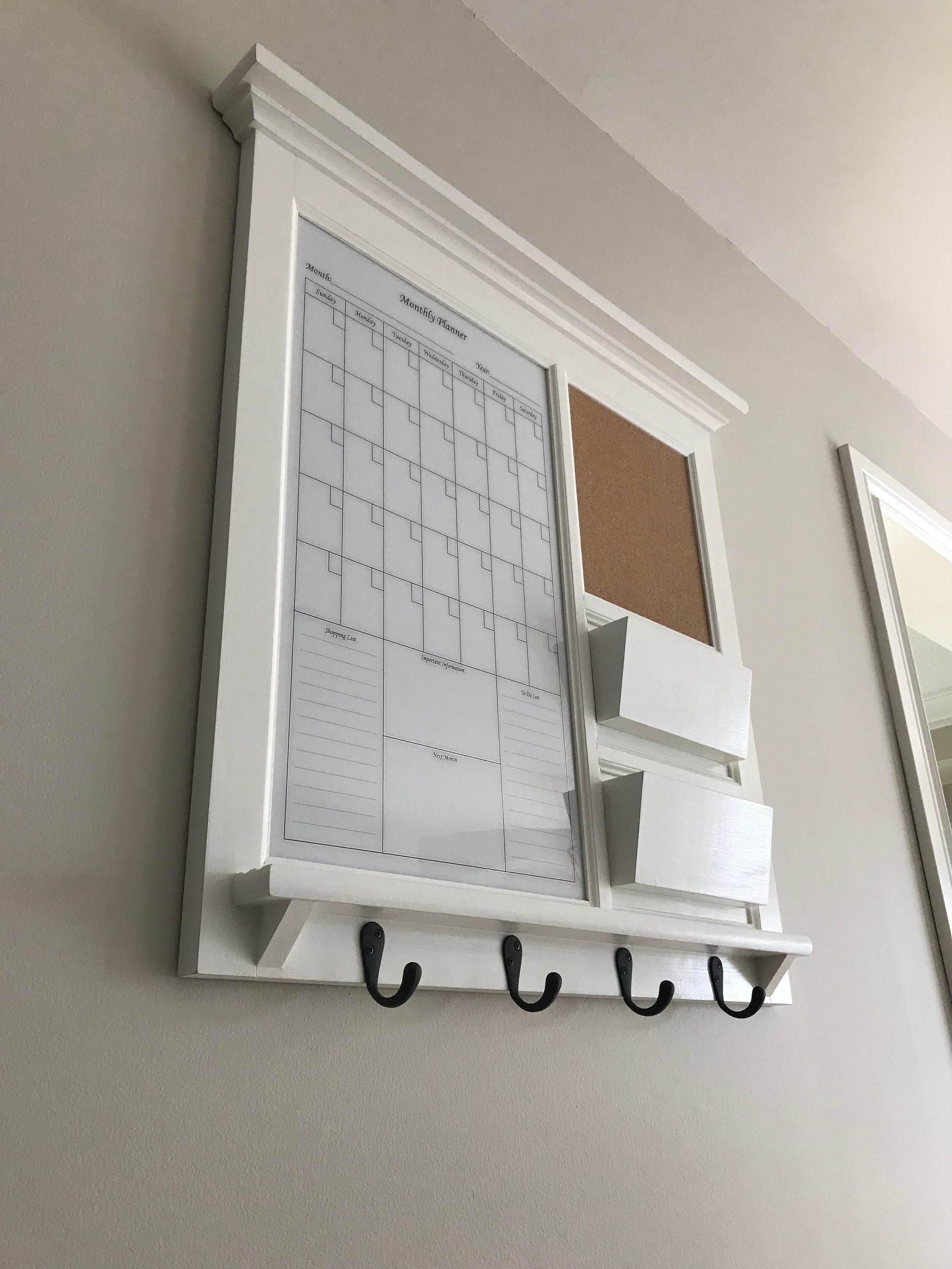 Framed Dry Erase Calendar and Bulletin Board With Double Mail - Etsy