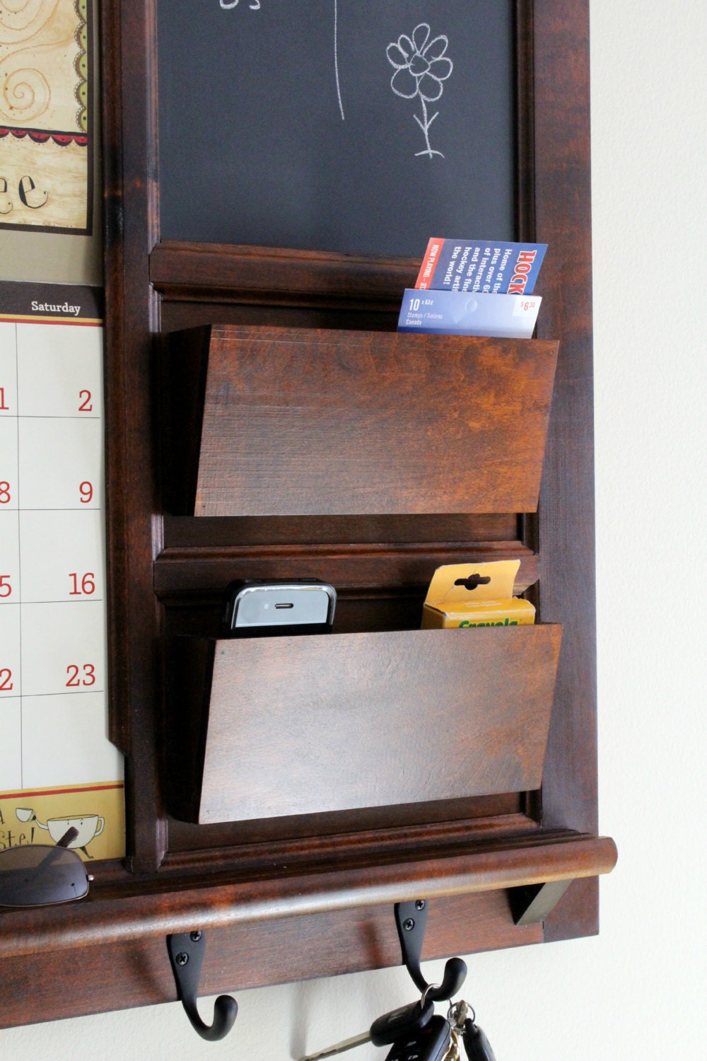 Wall Organizer Family Calendar Wall Calendar Frame Maple Etsy