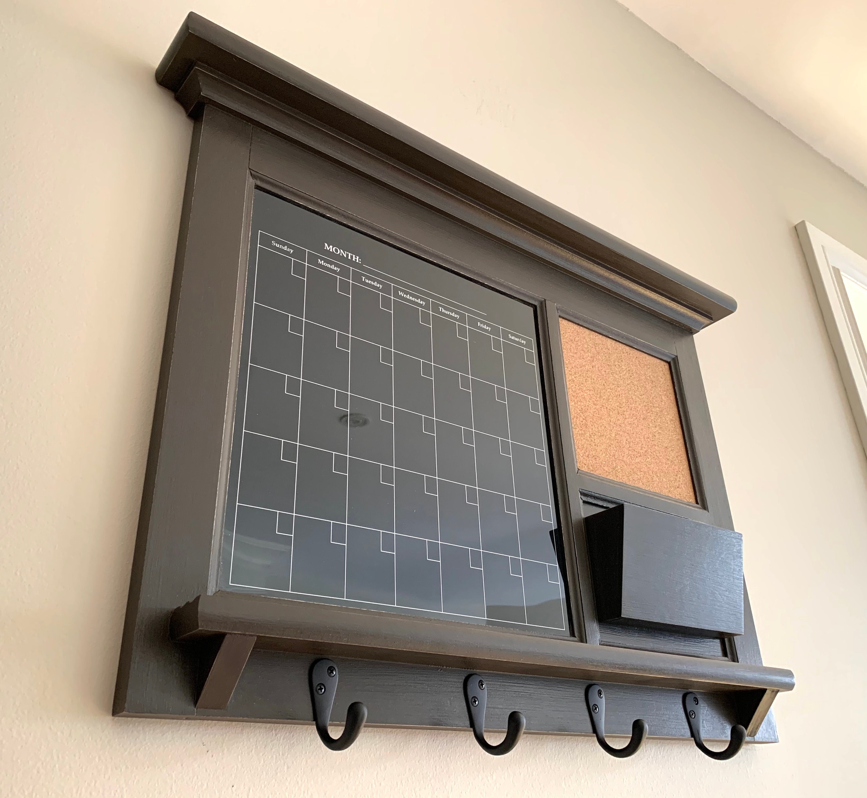 Black Dry Erase Calendar and Bulletin Board Custom Kitchen Etsy Canada