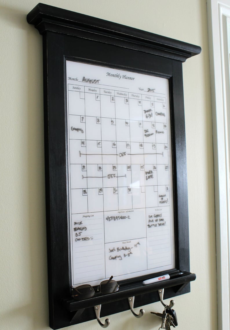 Framed Dry Erase Calendar for Wall Decor White Family Planner Etsy Canada