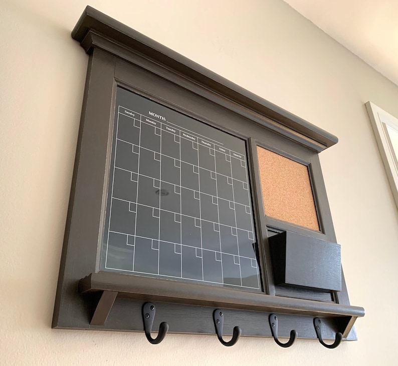 Black Dry Erase Calendar With Bulletin Board Custom Kitchen or Etsy