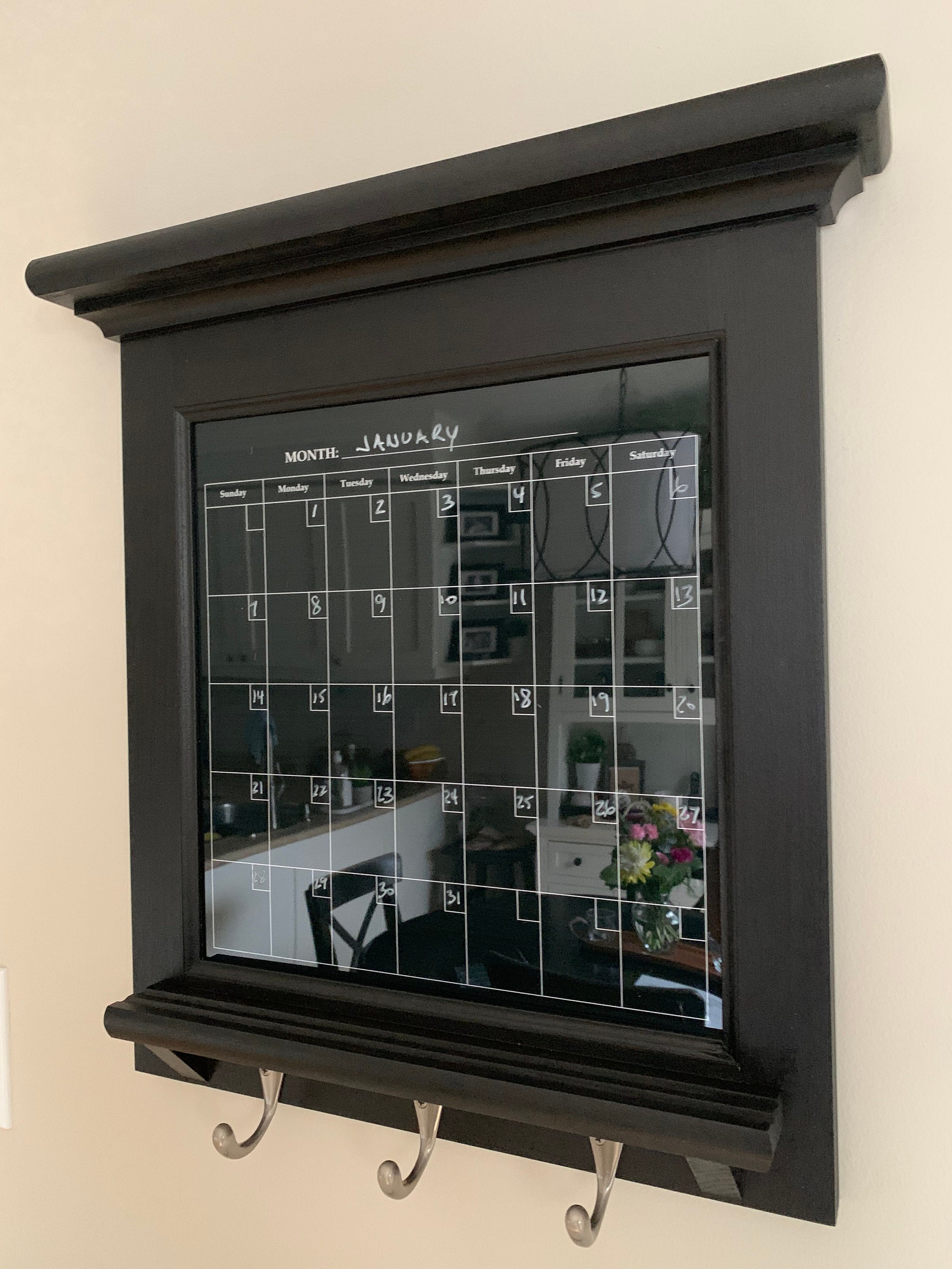 Black Dry Erase Calendar Organizer and Family Planner for Etsy