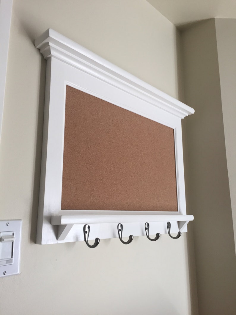 Cork Board Bulletin Board Organizer Shelf Wood Framed Etsy