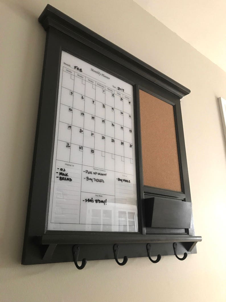 White Dry Erase Calendar Framed Kitchen or Office With Etsy Canada