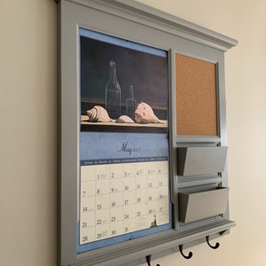 LANG Calendar Frame with Front Loading Double Pocket Mail Organizer, Storage, Shelf, Bulletin Board Cork or Chalkboard Home Decor image 5