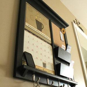 LANG Calendar Frame with Front Loading Double Pocket Mail Organizer, Storage, Shelf, Bulletin Board Cork or Chalkboard Home Decor image 4