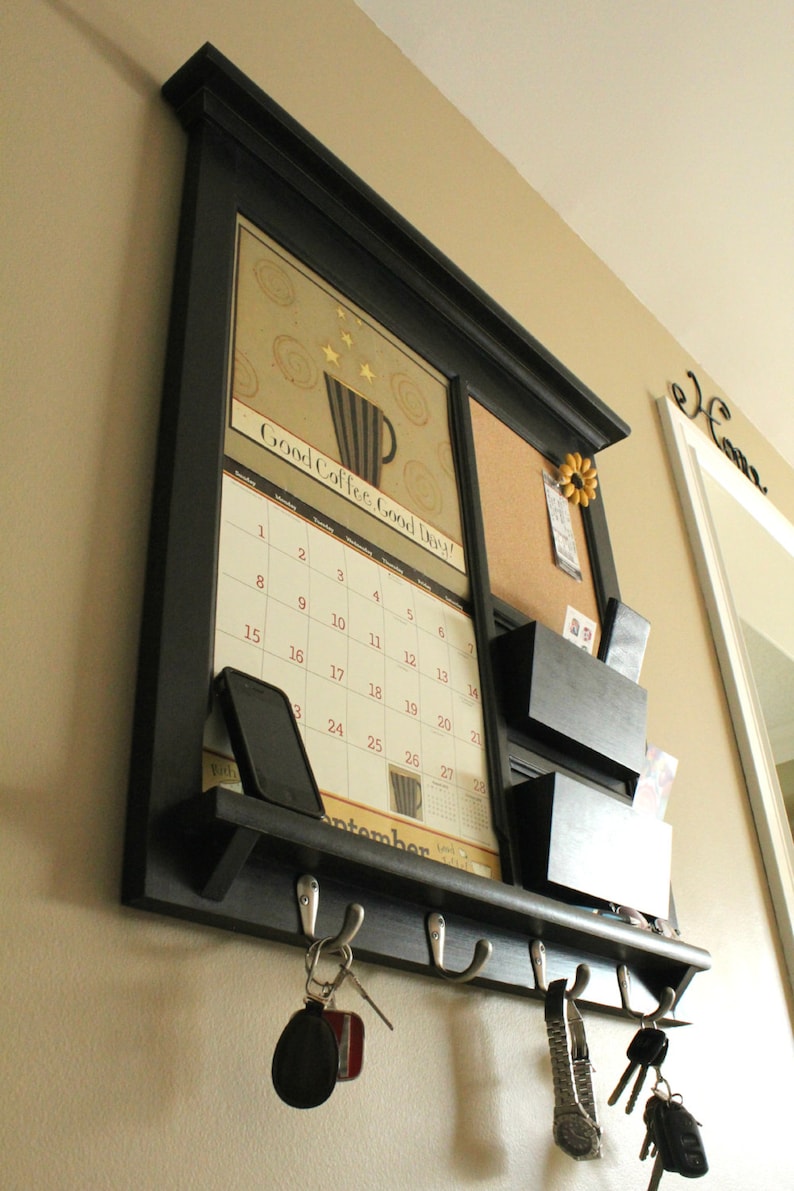 LANG Calendar Frame with Front Loading Double Pocket Mail Organizer, Storage, Shelf, Bulletin Board Cork or Chalkboard Home Decor image 4