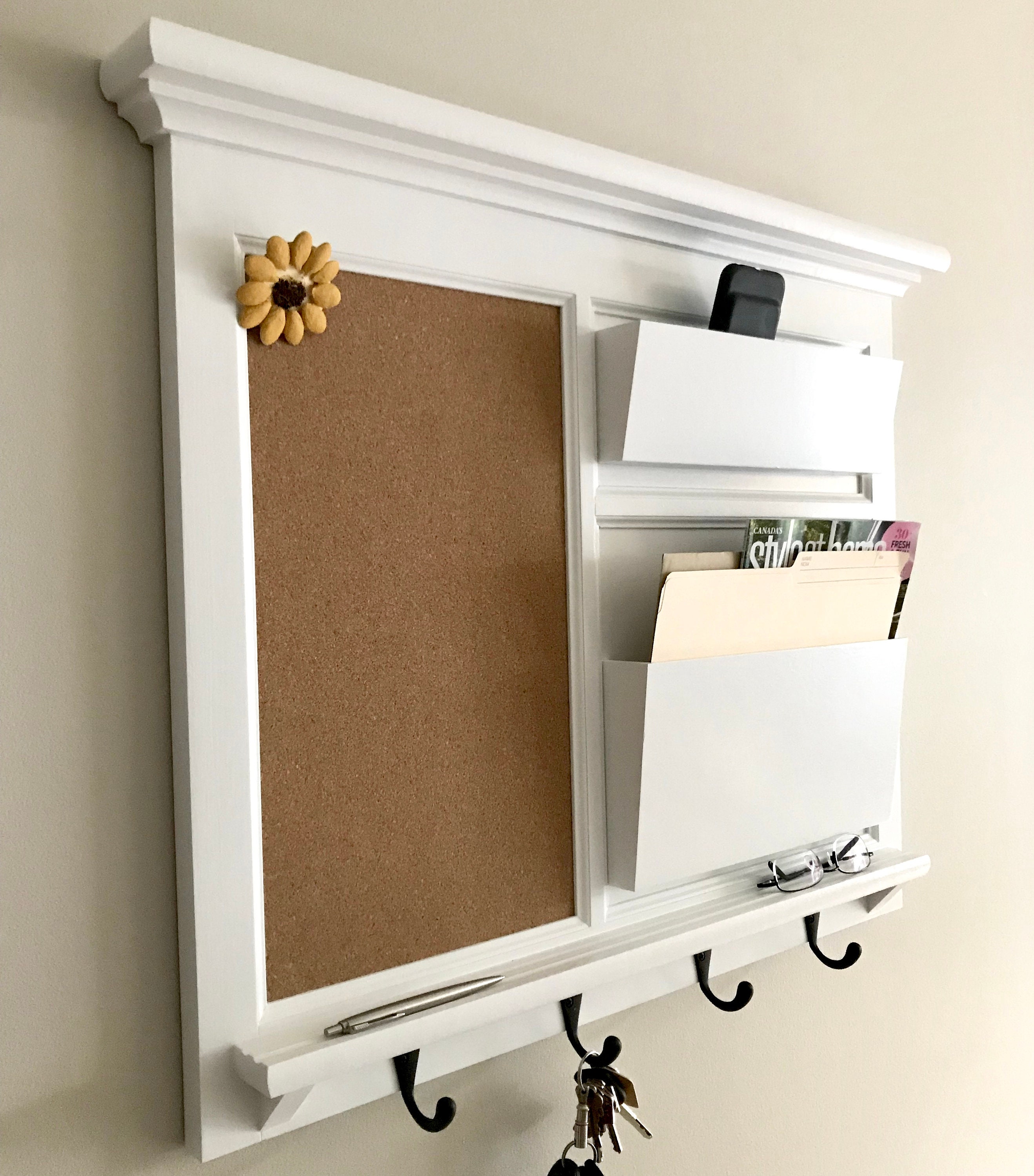 Wall File and Corkboard Mail Organizer Family Command Center Etsy