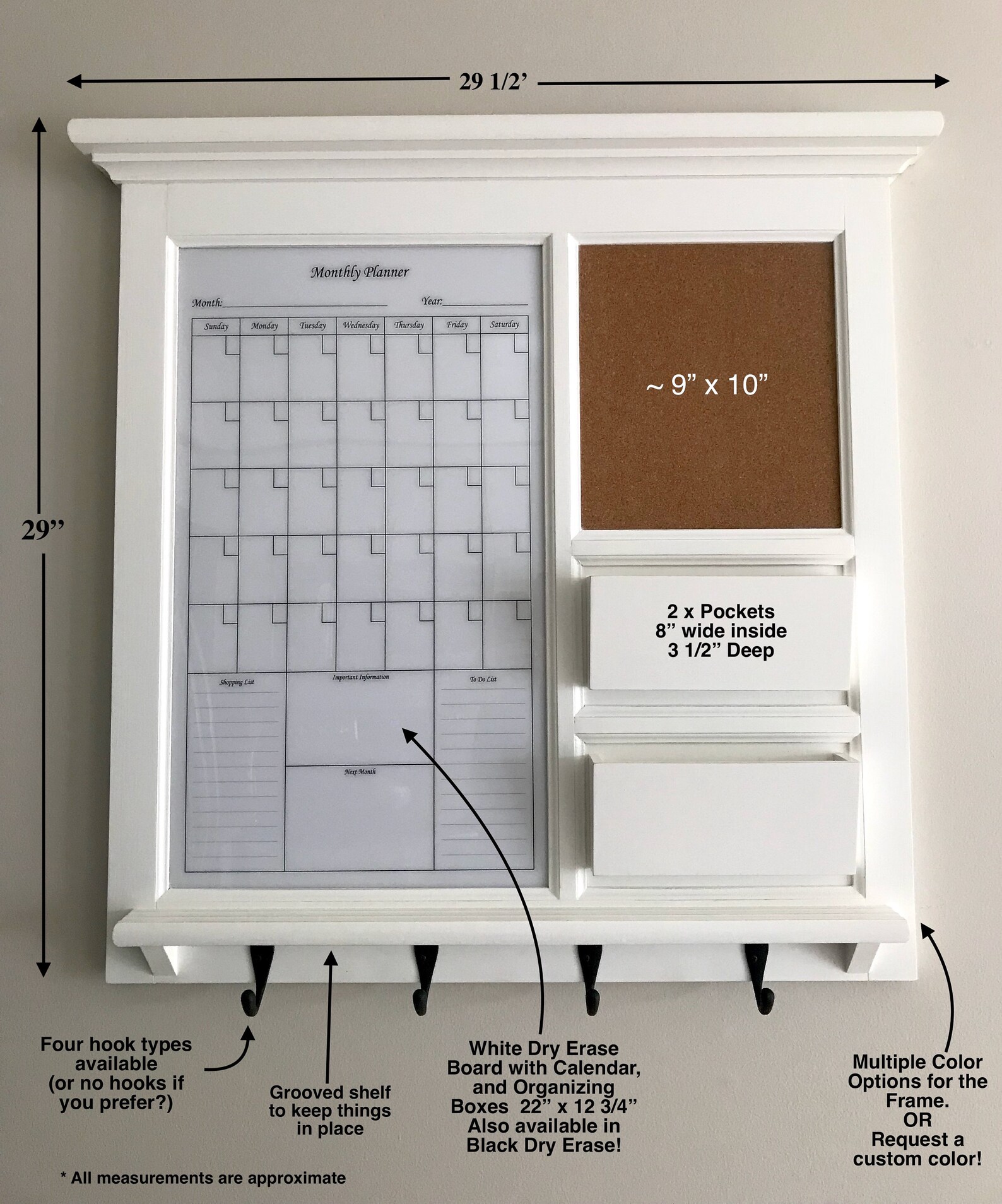 Dry Erase Calendar Bulletin Board or Chalkboard With Double Etsy
