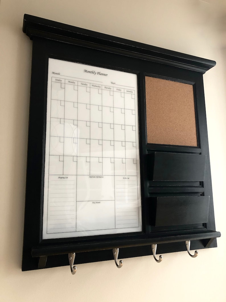 Framed Dry Erase Calendar and Bulletin Board with Double Mail Etsy