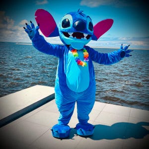 Костюм талисмана Blue Alien для детских вечеринок, лагерей, луау, дней рождения, вдохновленными стежками, полный костюм