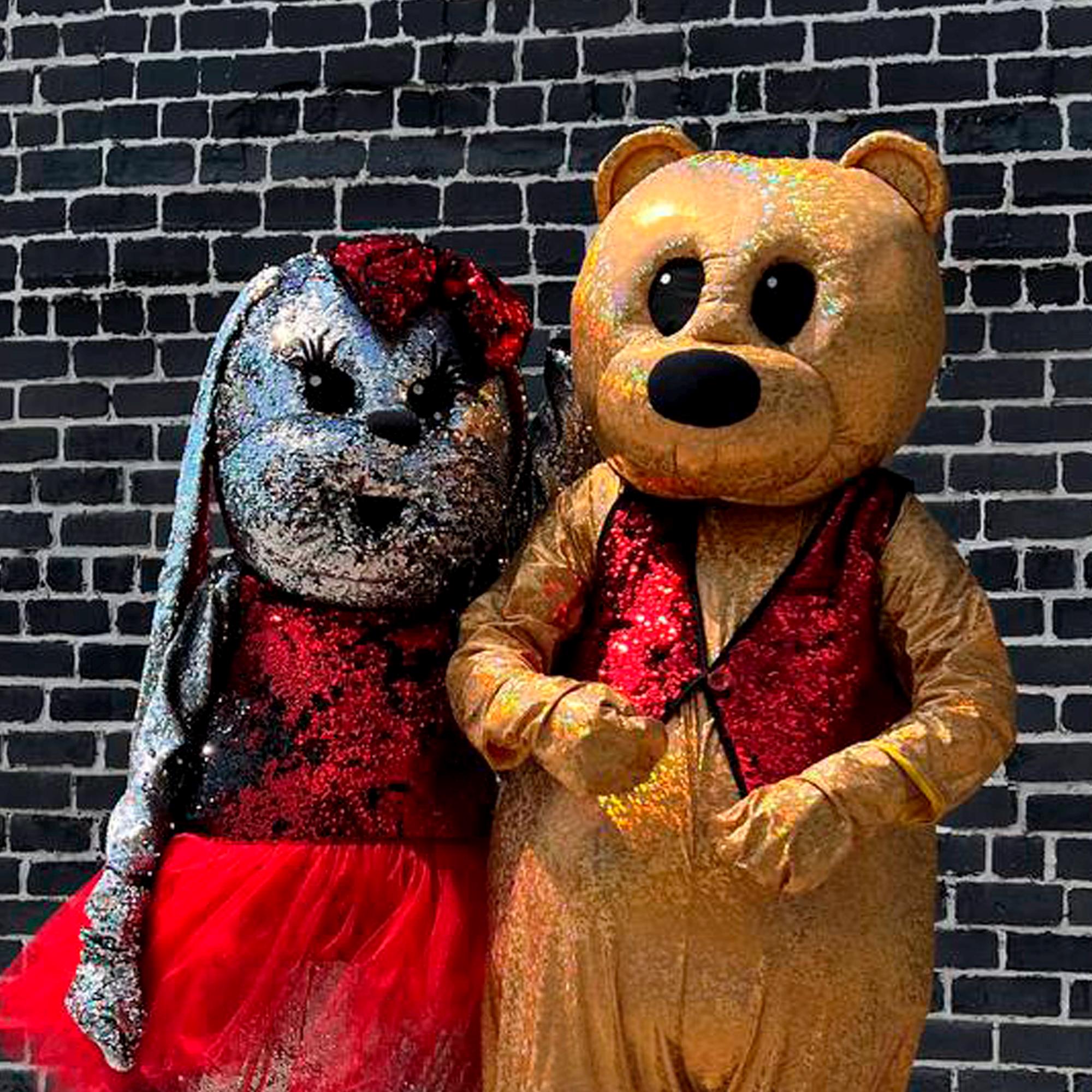 Giant Sparkly Plush Costume: Bear or Bunny Suit for Parties