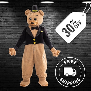 Disfraz de mascota oso de peluche con esmoquin, envío gratis.