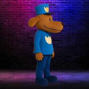 Dog Man Mascot Costume Foam  Plush Full Body Suit Cartoon Police Dog Character for Birthday, Parade, Party, Events & Cosplay