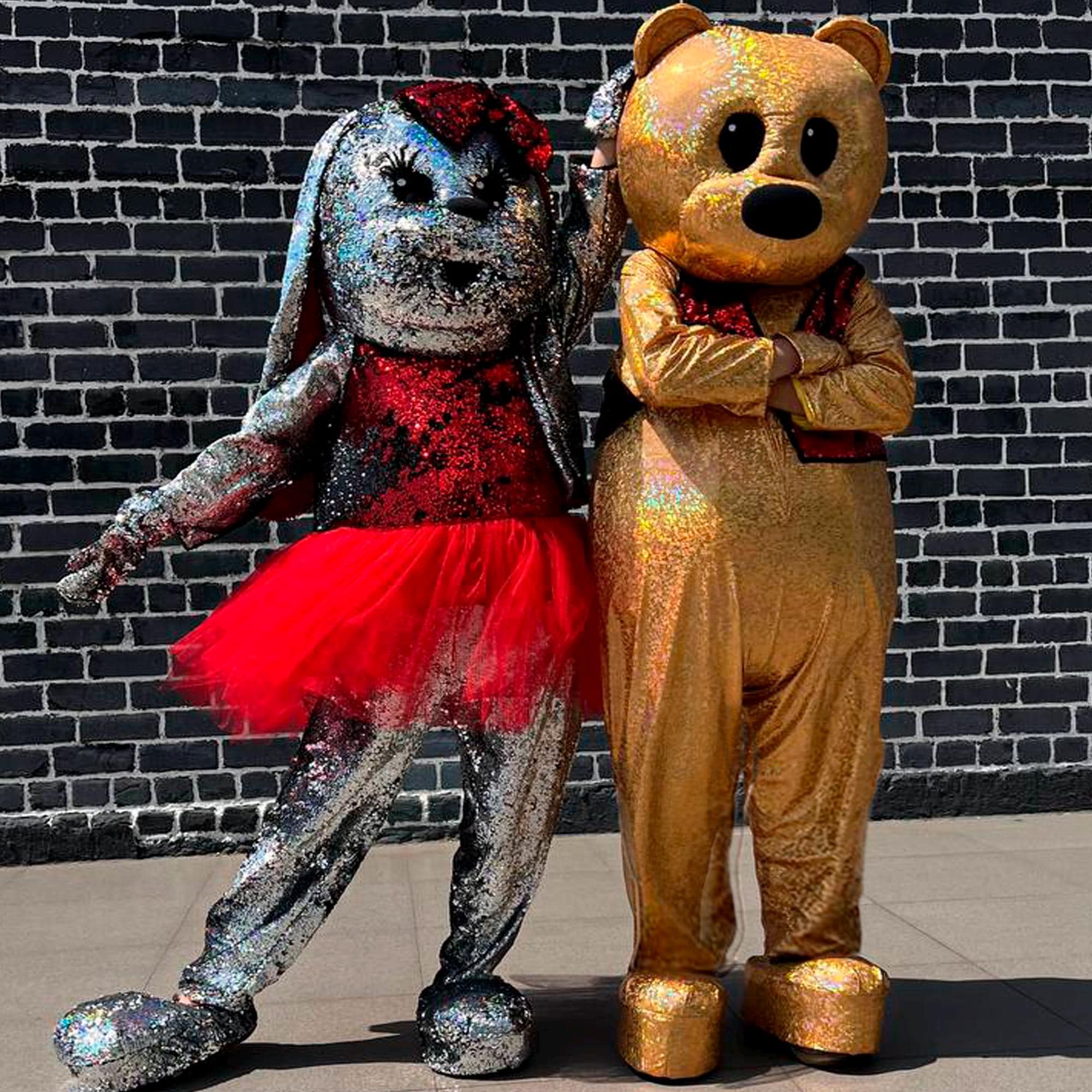 Giant Sparkly Plush Costume: Bear or Bunny Suit for Parties