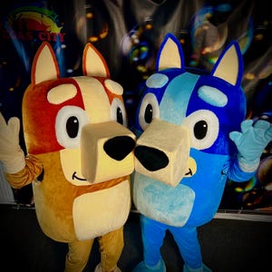 Bluey i Bingo Maskotki Kostiumy Postacie na Imprezy dla Dzieci Wydarzenia, Pokazy, Artyści Pluszowe Kostiumy Bluey Bingo