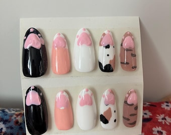 Uñas postizas con forma de pata de gato, hechas a mano y personalizadas, reutilizables, ideales para cumpleaños, para ella y para decorar tus uñas.