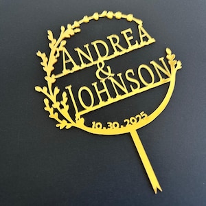 Wedding Custom  Cake Topper Mr Mrs Engagement Wreath Cake Topper Personalized  Anniversary Cake Topper Gift Wedding Cake Decor Birthday Gift