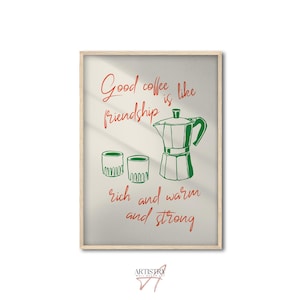 Handgezeichnetes Kaffee Poster • Küchen Wand Kunst Druck • Lustige Küche Illustration Kunstwerk • Trendige Kaffee Liebhaber Wand Kunst • Geschenk für Freunde