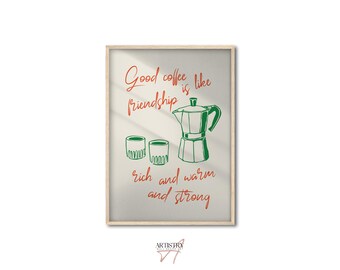 Hand Drawn Coffee Poster • Kitchen Wall Art Print • Fun Kitchen Illustration Artwork • Trendy Coffee Lover Wall Art • Gift for Friend