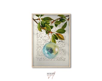 Retro Disco Spiegelball Druck • Vintage Küchen Wandkunst • Zitrusfrucht Ball Wandkunst • Trendige Wandkunst • Hauswand Dekor • Geschenk für Sie