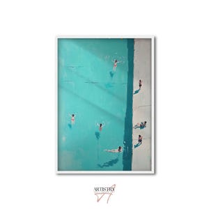 People Swimming in Pool Wall Art • Minimalist Tiny Swimmers Poster • Summer Poster • Bathroom Wall Decor • Trendy Wall Art • Gift Idea