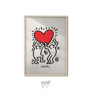 Love Heart Print • Modern Style Painted Wall Art • Trendy Aesthetic Home Decor • Cute Heart Framed Print for Bedroom • Valentine&#39;s Day Gift