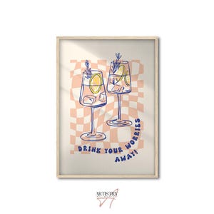 Cocktail Print • Alkohol Poster • Retro Küchen Wandkunst • Boho Küchenkunst • Minimalistische Wandkunst • Trendige Wandkunst • Einzugsgeschenk