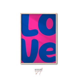 Póster de amor • Impresión de pared de los años 70 • Decoración de habitación preppy • Arte de pared de moda • Impresión retro • Arte de amor • Póster maximalista • Arte de pared con tipografía de moda