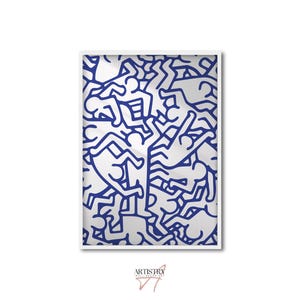 Arte de pared azul de moda • Decoración de pared estilo grafiti atrevido • Póster de arte contemporáneo • Póster de exposición • Impresión de arte pop • Póster decorativo