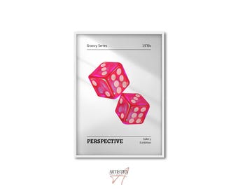 Decorazione murale retrò alla moda • Stampa di dadi fortunati • Arte murale moderna rosa • Stampa alla moda preppy • Poster di dadi estetici • Poster per dormitorio • Idea regalo