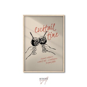 Impresión artística de carrito de bar • Póster de cócteles • Arte de pared de cocina • Decoración de pared de moda • Arte de pared de ilustración moderna • Idea de regalo de inauguración de la casa