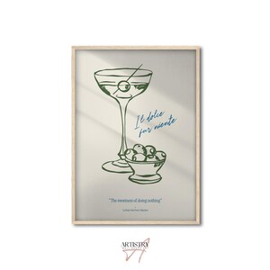 Impresión de pared de martini • Póster de cóctel minimalista • Arte de pared de cocina moderno • Decoración de bar para el hogar • Letrero de bebida exclusiva para fiestas • Arte de pared moderno
