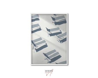 Abstract Sunbed Wall Art • Coastal Art Poster • Summer Art Print • Sunbathers Beach Print • Beach House Wall Decor • Summer Lover Gift