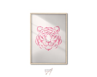 Light Pink Tiger Wall Art • Preppy Room Decor • Eclectic Prints • Modern Dorm Wall Decor • Trendy Art Print • Aesthetic Poster • Gift Idea
