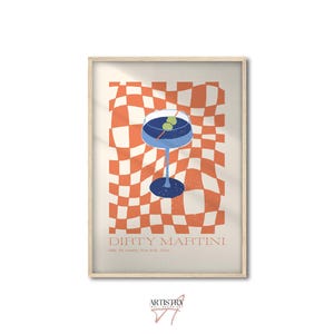 Martini Print • Retro Alcohol Poster • Modern Kitchen Wall Art • Cocktail Ingredient Print • Minimalist Drink Poster • Bar Wall Decoration