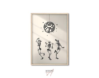 Halloween Skeleton Print • Funny Skeleton Wall Art • Boho Halloween Wall Decor • Minimalist Spooky Poster • Trendy Fall Halloween Print