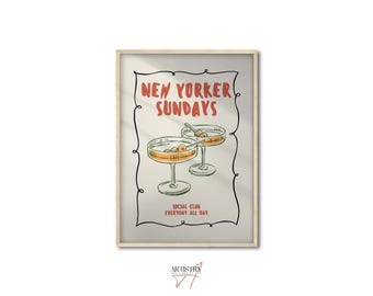 New Yorker Art Print • Maximalist Poster for Kitchen • Home Bar Decor  • Trendy Home Wall Art • Aesthetic Drink Poster • Housewarming Gift