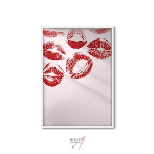 Retro Kiss Poster • Vintage Love Wall Art • Bedroom Wall Decor • Red Lips Print • Trendy Wall Art Love Poster • Teen Girl Room Decor
