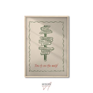 Luoghi Segnaletica Poster di viaggio • Stampa artistica da parete di tendenza • Decorazione da parete moderna ed estetica • Segnaletica di direzione delle città • Arte da parete per la stanza