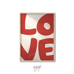 Liebe Poster • Retro Wand Kunst Druck • 70er Jahre Dekor • Rotes Wand Poster • Soulmate Druck • Liebesbrief Poster • Trendiger Druck • Preppy Wandkunst