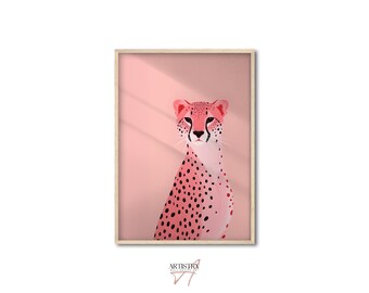 Pink Leopard Poster • Animal Wall Art • Apartment Decor • Cool Girl Prints • Animal Print Wall Art • Dorm Room Art • Modern Room Wall Poster