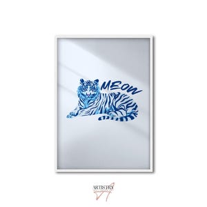 Blue Tiger Wall Art • Retro Animal Wall Art • Dorm Wall Art • Trendy Art Print • Aesthetic Wall Art • Wild Animal Print • Birthday Gift Idea