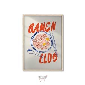 Modern Ramen Poster • Japanese Food Illustration Art Print • Retro Kitchen Wall Poster • Ramen Noodles Wall Art • Unique Wall Art Poster