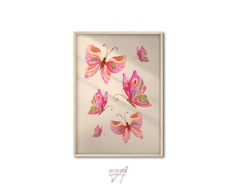 Colorful Butterfly Poster • Vintage Butterfly Art • Butterfly Print Wall Art • Retro Butterfly Wall Decor • Cottagecore Decor • Gift For Mom