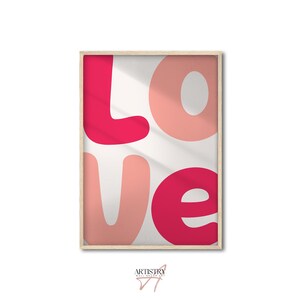 Póster de amor • Impresión de pared de los años 70 • Póster preppy • Impresión de pared de moda • Impresión retro • Arte de amor • Póster maximalista • Arte de pared con tipografía de moda